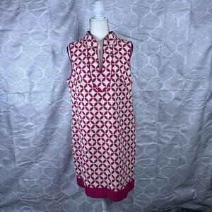 Jessica Howard Sleeveless Cotton Blend Dress – Pink Geometric Print, Size 16